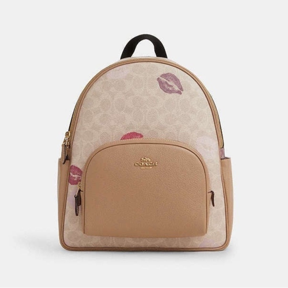 Last one! NWT Coach Court Backpack In Signature Canvas With Lips Print CZ936
